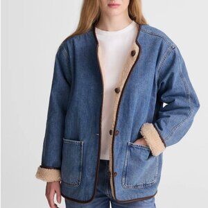 MADEWELL Denim & Faux Shearling Reversible Jean Jacket Size Extra Small